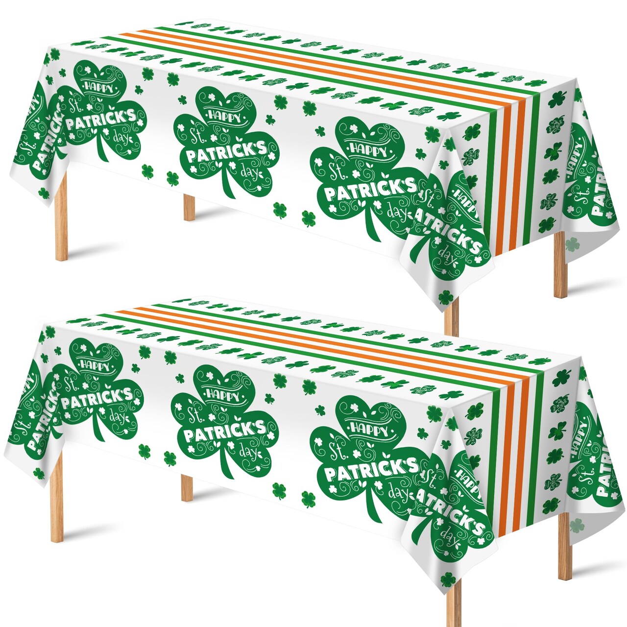 St. Patrick's Day Tablecloth - Shamrock Decorations, 54" X 108", 2 Pack